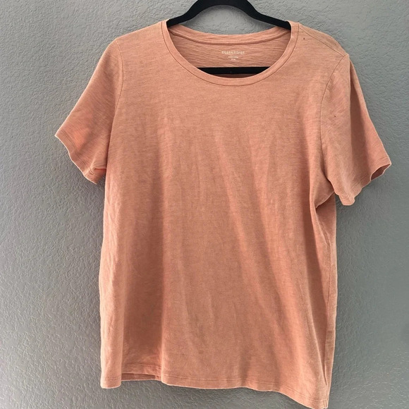EILEEN FISHER Peach Organic Cotton Blend Basic Tee Size Medium - Picture 1 of 11